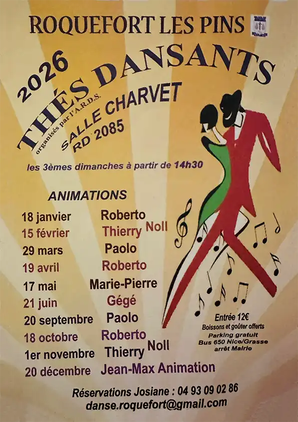 Thé dansant à Roquefort-les-Pins le 18/10/2026